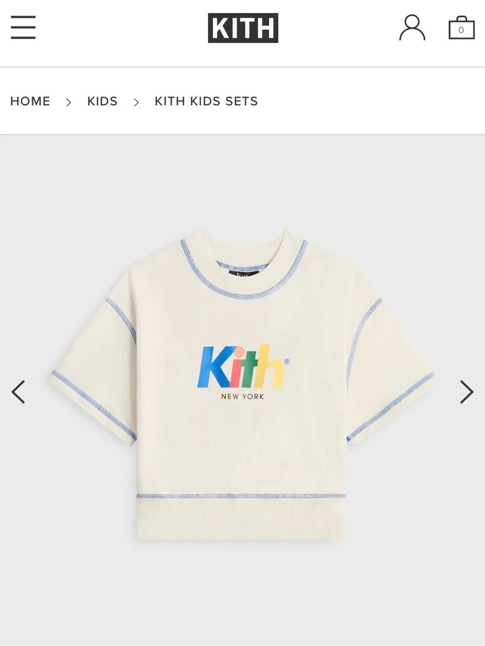 Kith White Short Set with Multicolor Kith New York Logo size 10/12